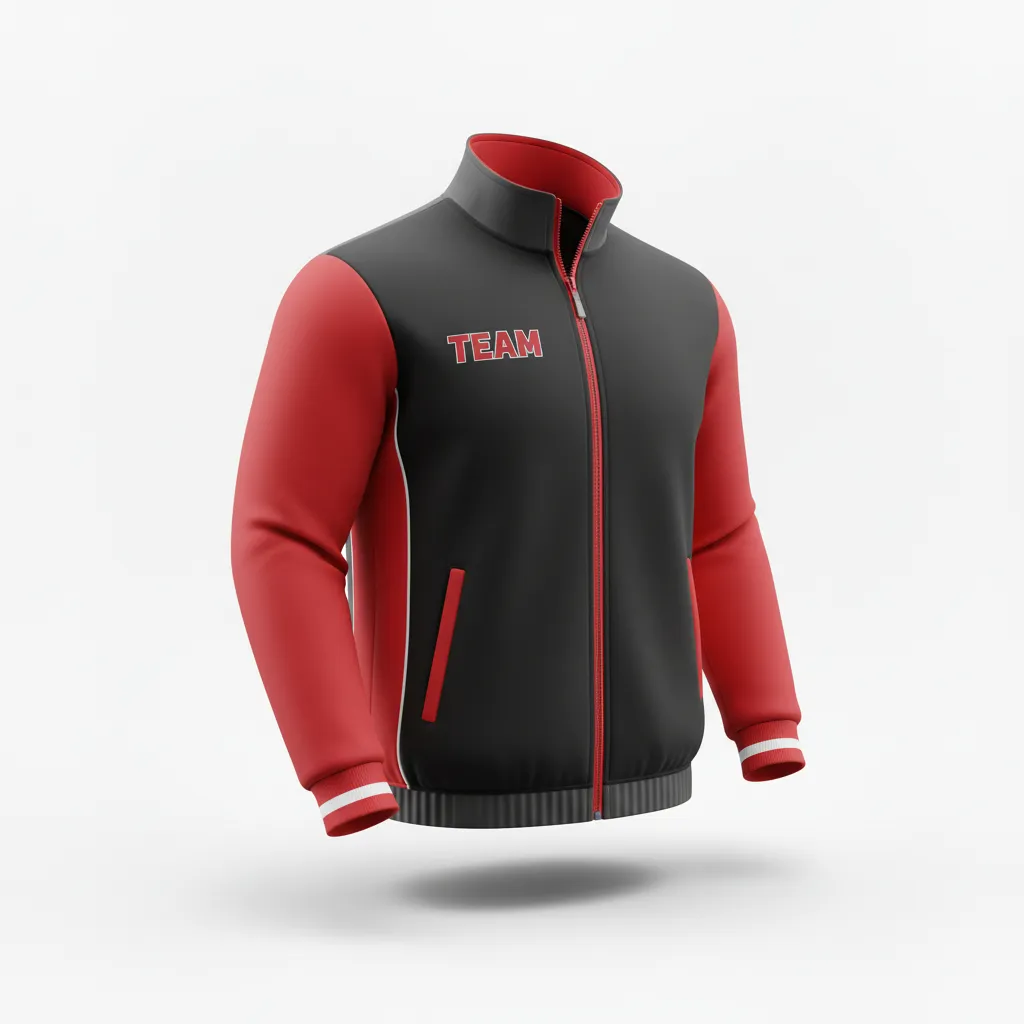 Custom Rugby Track Jacket - Red, White - Custom Rugby Track Jacket All Blacks Athletic - Front View - HAMCO Sports Inc.