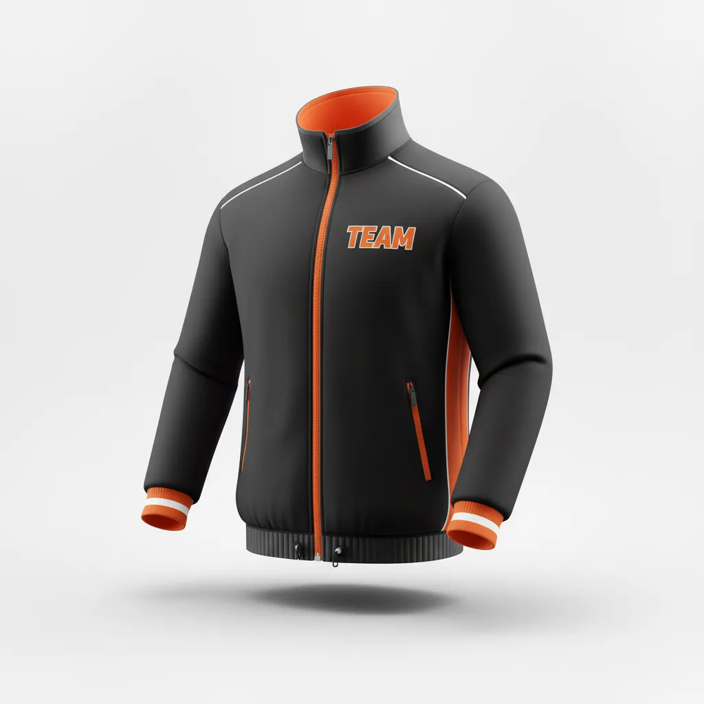 Custom Rugby Track Jacket - Orange, White - Custom Rugby Track Jacket All Blacks - Front View - HAMCO Sports Inc.