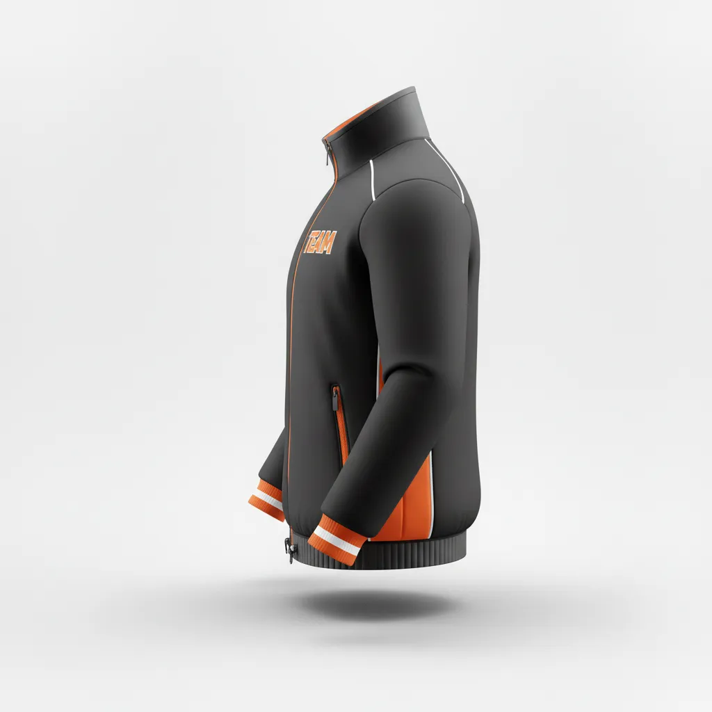 Custom Rugby Track Jacket - Orange, White - Custom Rugby Track Jacket All Blacks - Side View - HAMCO Sports Inc.