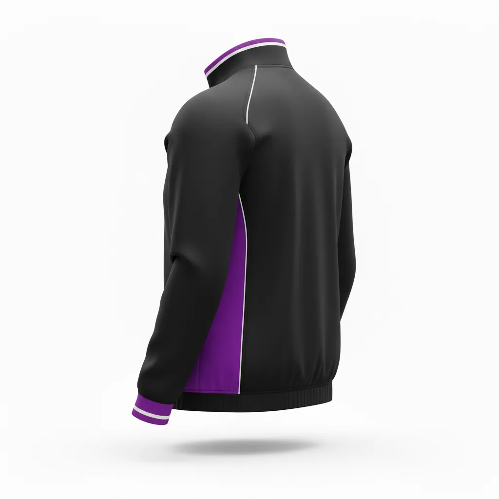 Custom Rugby Track Jacket - Purple, White - Custom Rugby Track Jacket All Blacks - Back View - HAMCO Sports Inc.