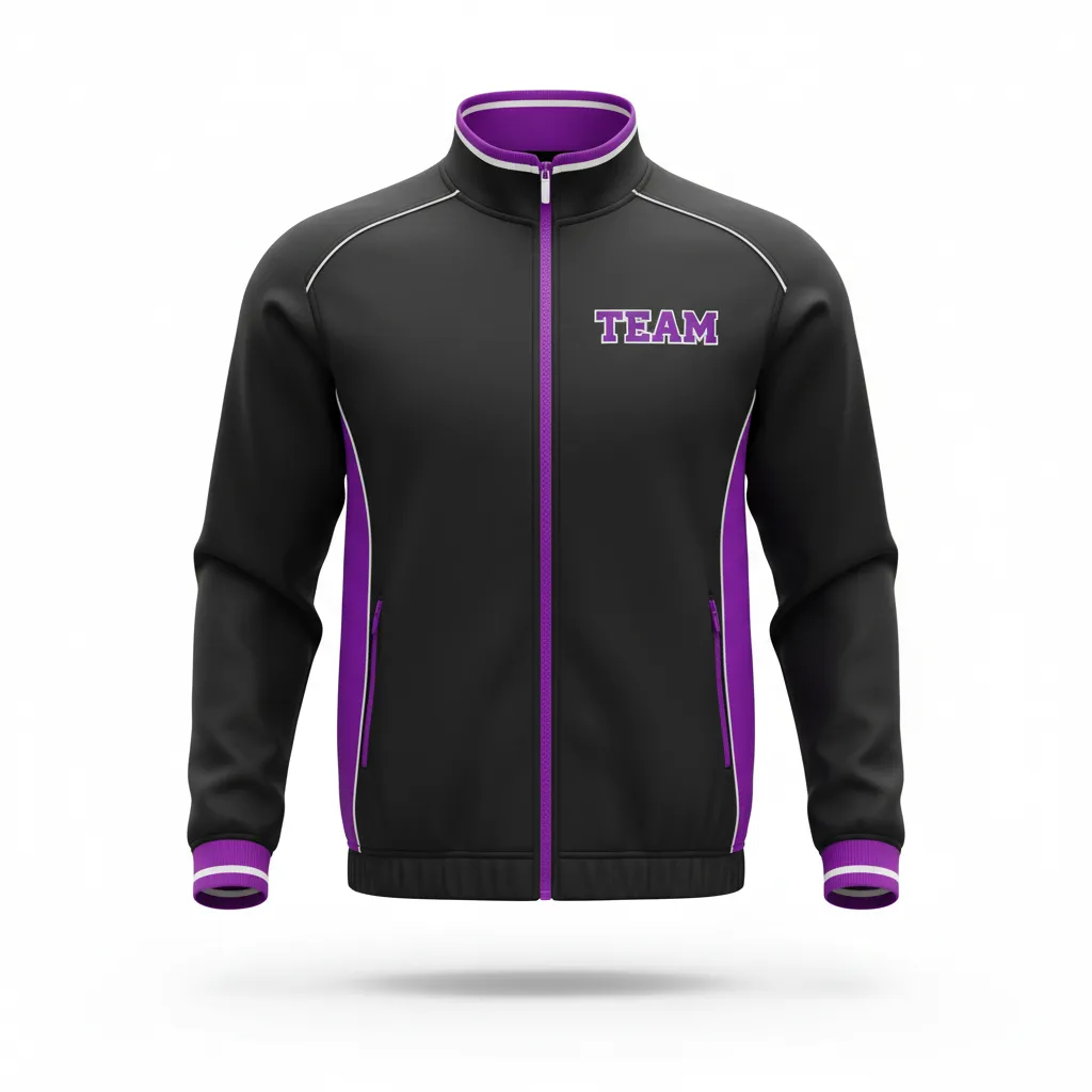 Custom Rugby Track Jacket - Purple, White - Custom Rugby Track Jacket All Blacks - Front View - HAMCO Sports Inc.