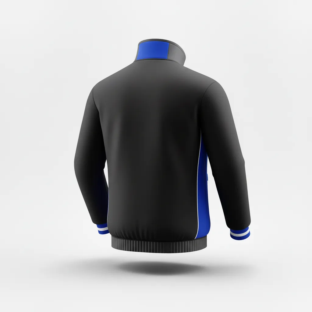 Custom Rugby Track Jacket - Blue, White - Custom Rugby Track Jacket All Blacks Royal - Back View - HAMCO Sports Inc.