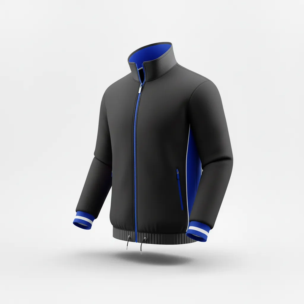 Custom Rugby Track Jacket - Blue, White - Custom Rugby Track Jacket All Blacks Royal - Side View - HAMCO Sports Inc.