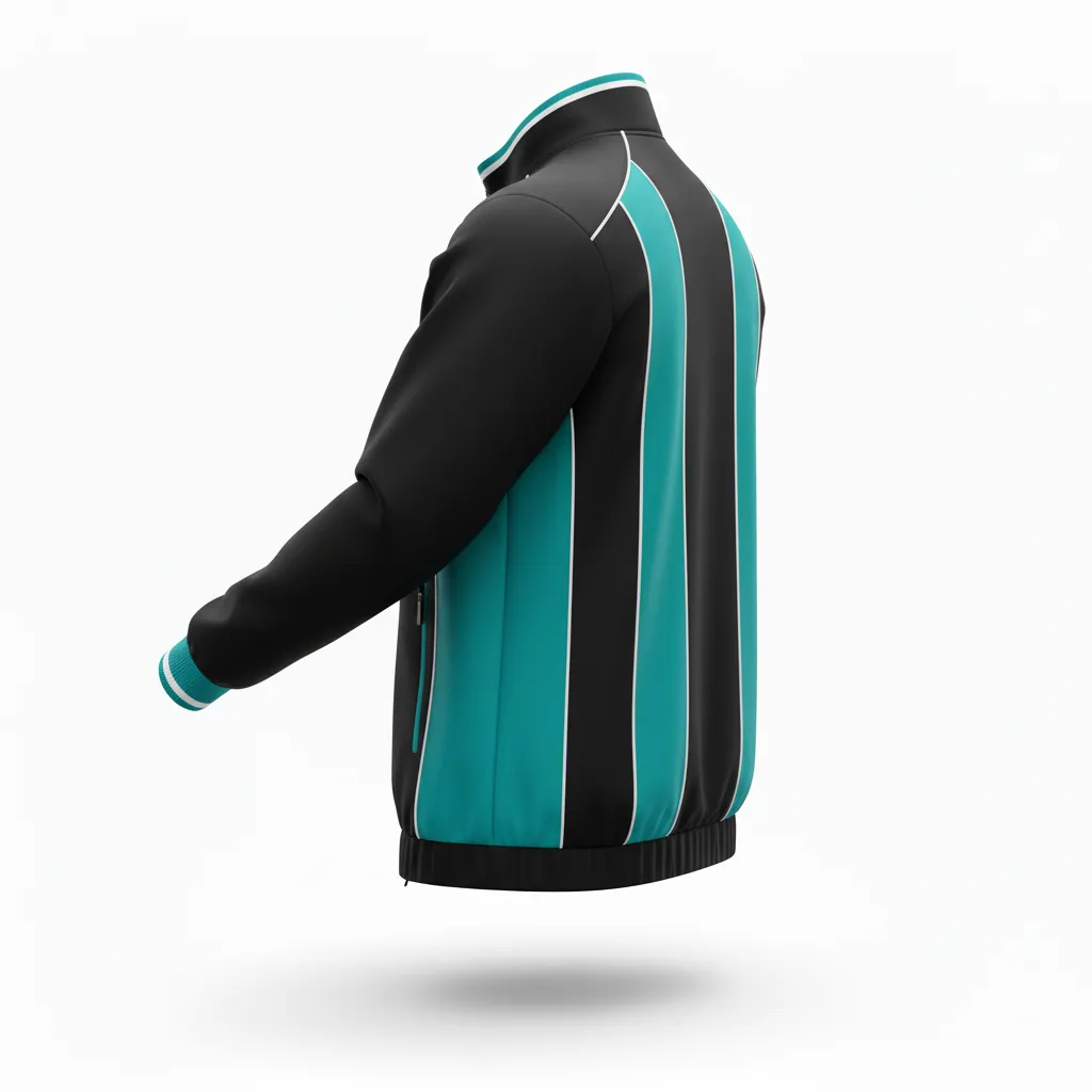 Custom Rugby Track Jacket - White - Custom Rugby Track Jacket All Blacks Teal - Back View - HAMCO Sports Inc.