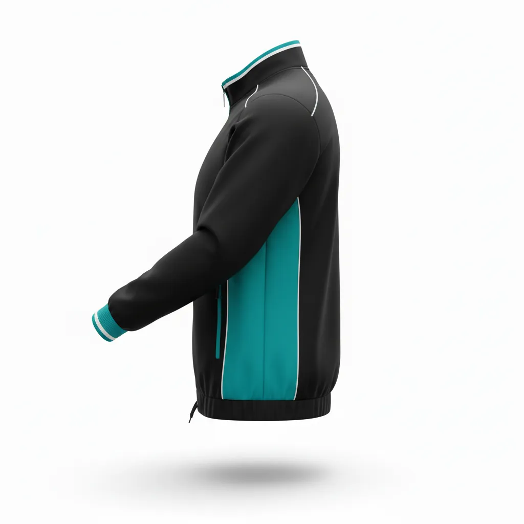 Custom Rugby Track Jacket - White - Custom Rugby Track Jacket All Blacks Teal - Side View - HAMCO Sports Inc.