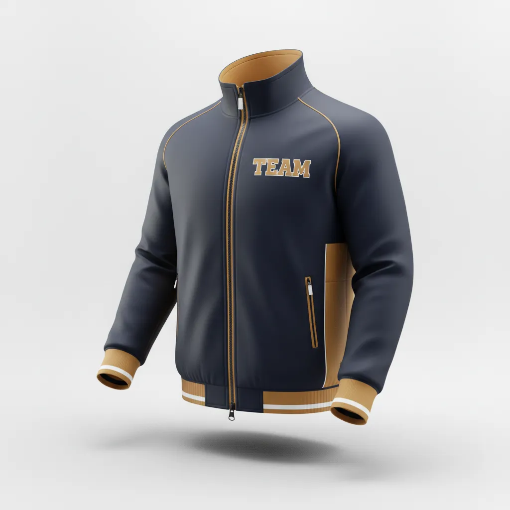 Custom Rugby Track Jacket - Gold, White - Custom Rugby Track Jacket All Blacks Vegas - Front View - HAMCO Sports Inc.