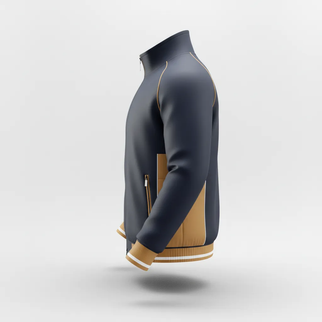 Custom Rugby Track Jacket - Gold, White - Custom Rugby Track Jacket All Blacks Vegas - Side View - HAMCO Sports Inc.