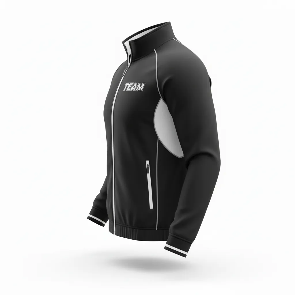 Custom Rugby Track Jacket - White, Silver - Custom Rugby Track Jacket All Blacks - Side View - HAMCO Sports Inc.