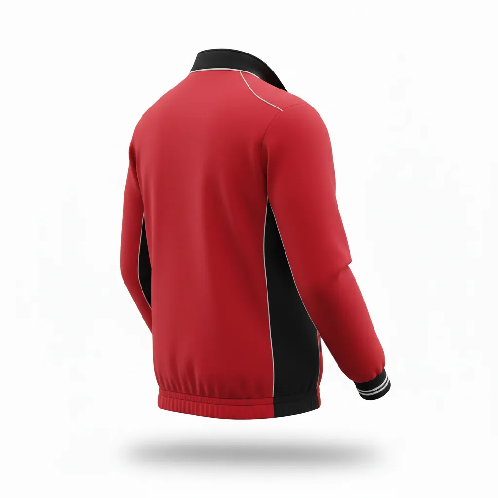 Custom Rugby Track Jacket - Red, White - Custom Rugby Track Jacket Athletic All Blacks - Back View - HAMCO Sports Inc.