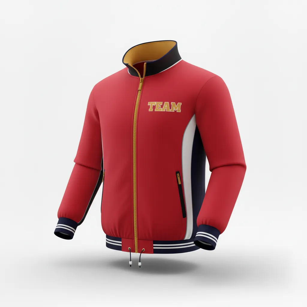 Custom Rugby Track Jacket - Burgundy, Gold, White - Custom Rugby Track Jacket Vegas - Front View - HAMCO Sports Inc.