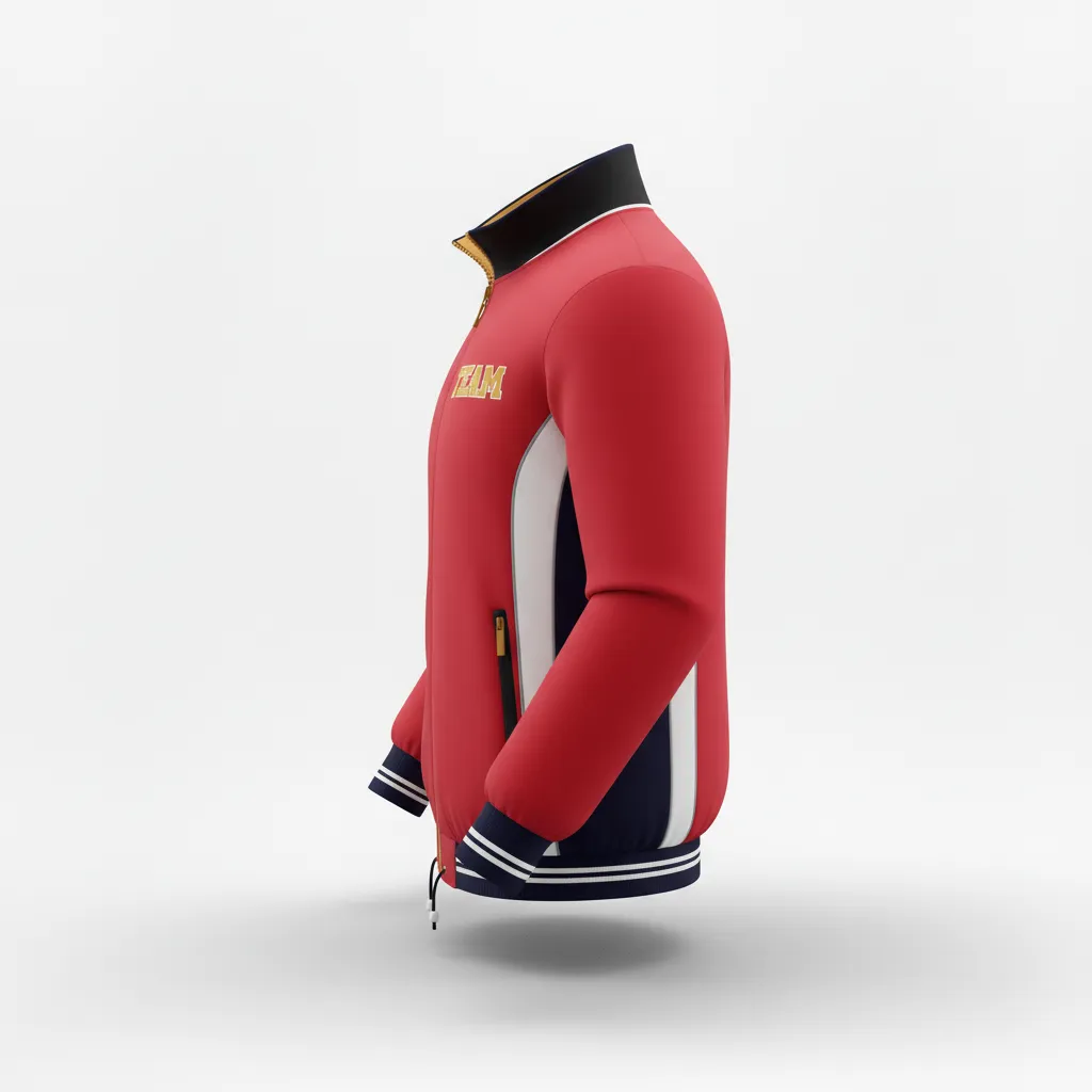 Custom Rugby Track Jacket - Burgundy, Gold, White - Custom Rugby Track Jacket Vegas - Side View - HAMCO Sports Inc.