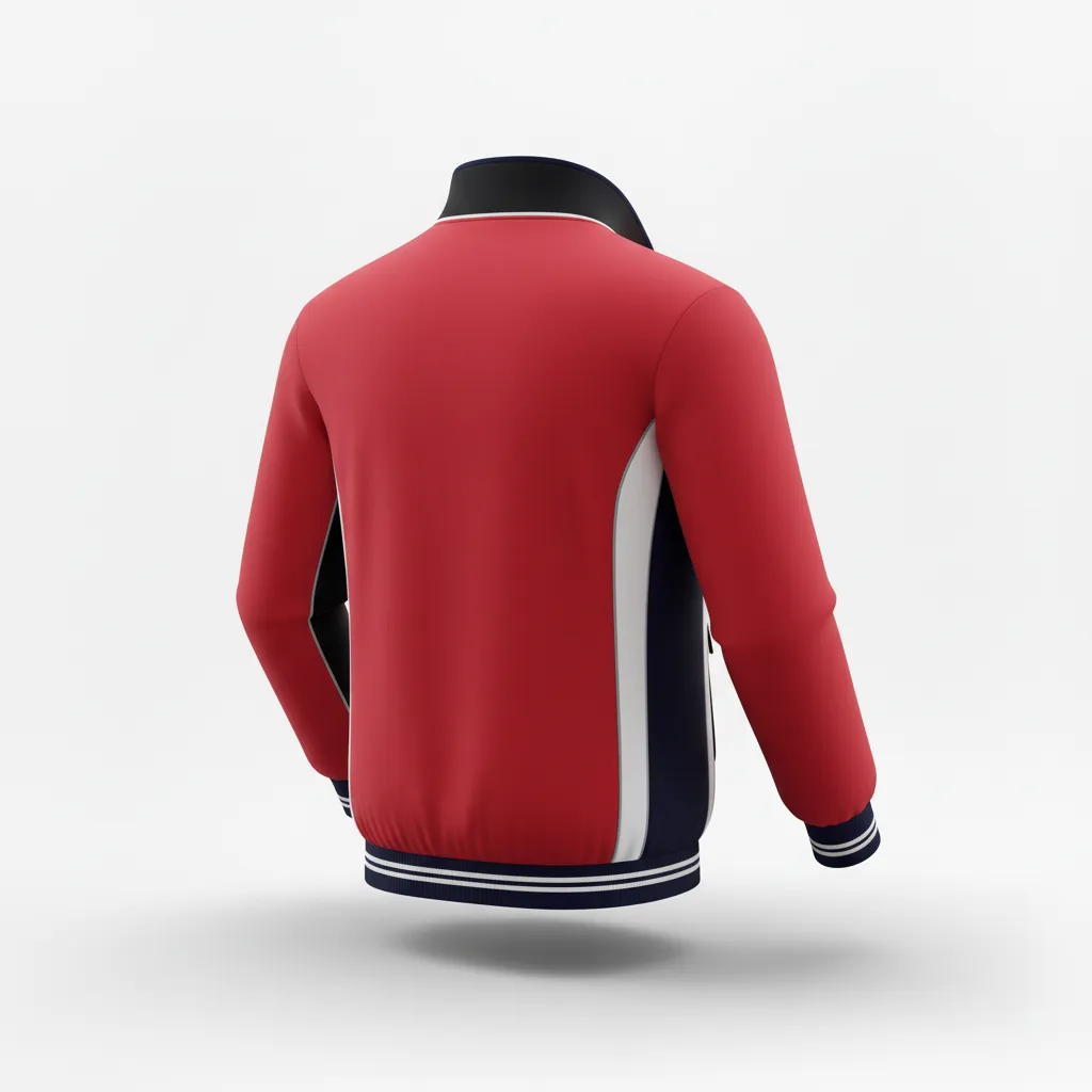 Custom Rugby Track Jacket - White, Silver - Custom Rugby Track Jacket Cardinal - Back View - HAMCO Sports Inc.