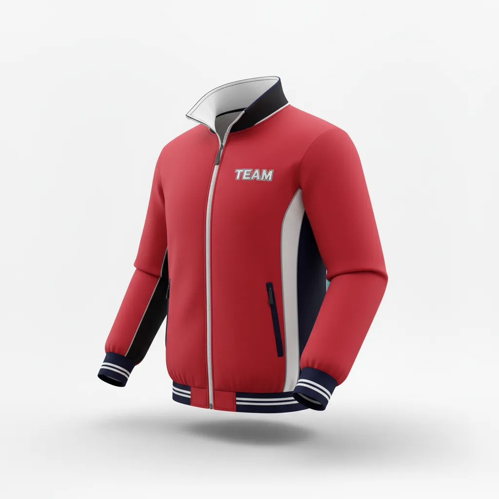 Custom Rugby Track Jacket - White, Silver - Custom Rugby Track Jacket Cardinal - Side View - HAMCO Sports Inc.