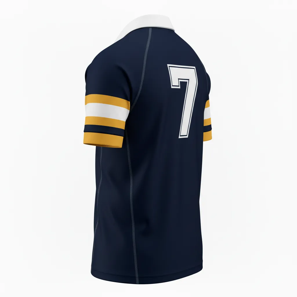 Custom Rugby Traditional Button Collar Jersey - Custom Design - Back View - HAMCO Sports Inc.