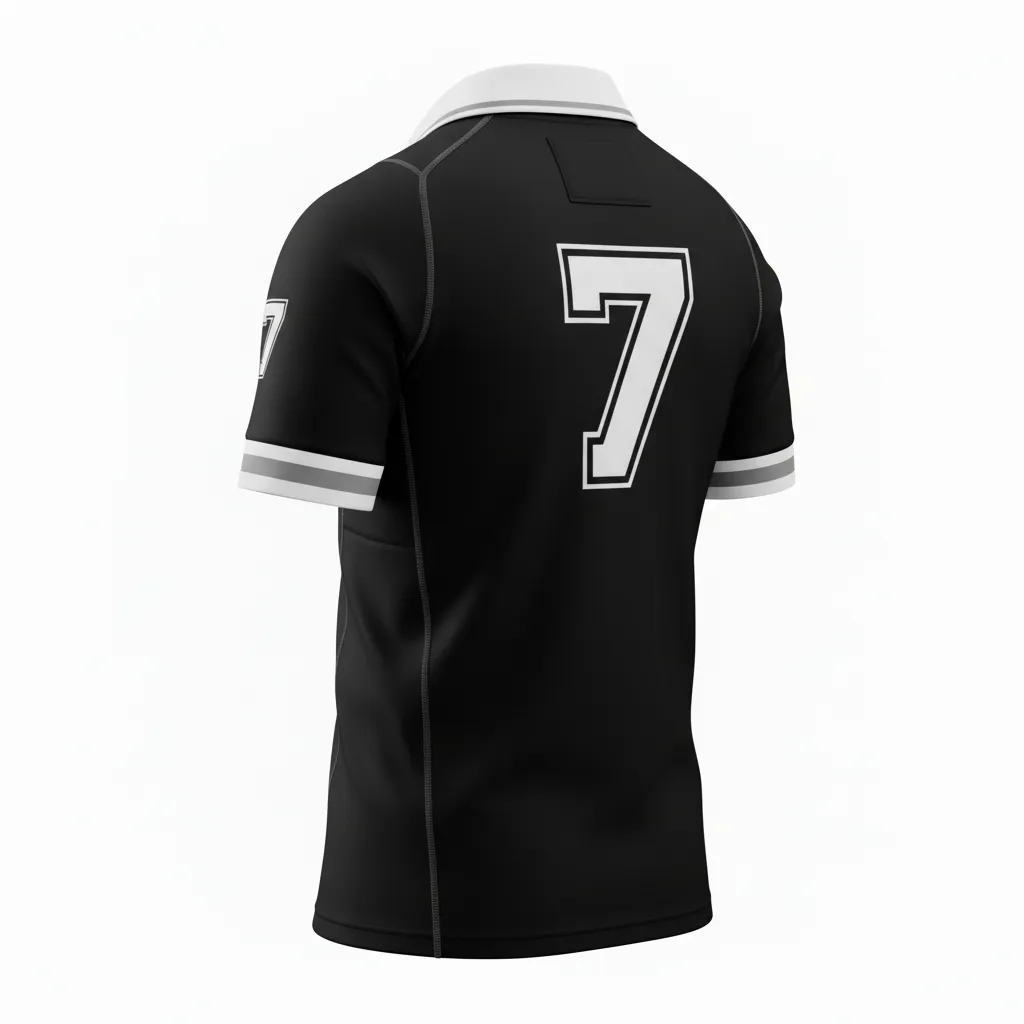 Custom Rugby Traditional Button Collar Jersey - Custom Design - Back View - HAMCO Sports Inc.