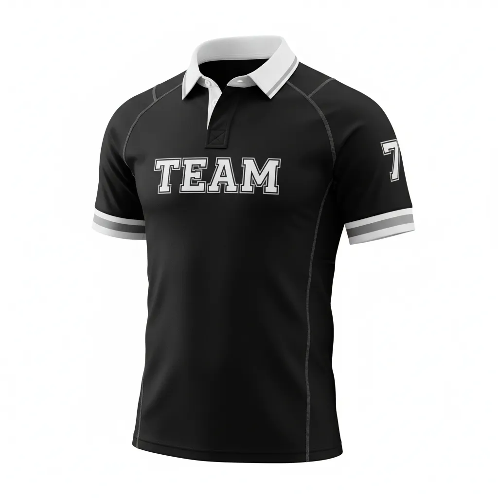 Custom Rugby Traditional Button Collar Jersey - Custom Design - Front View - HAMCO Sports Inc.