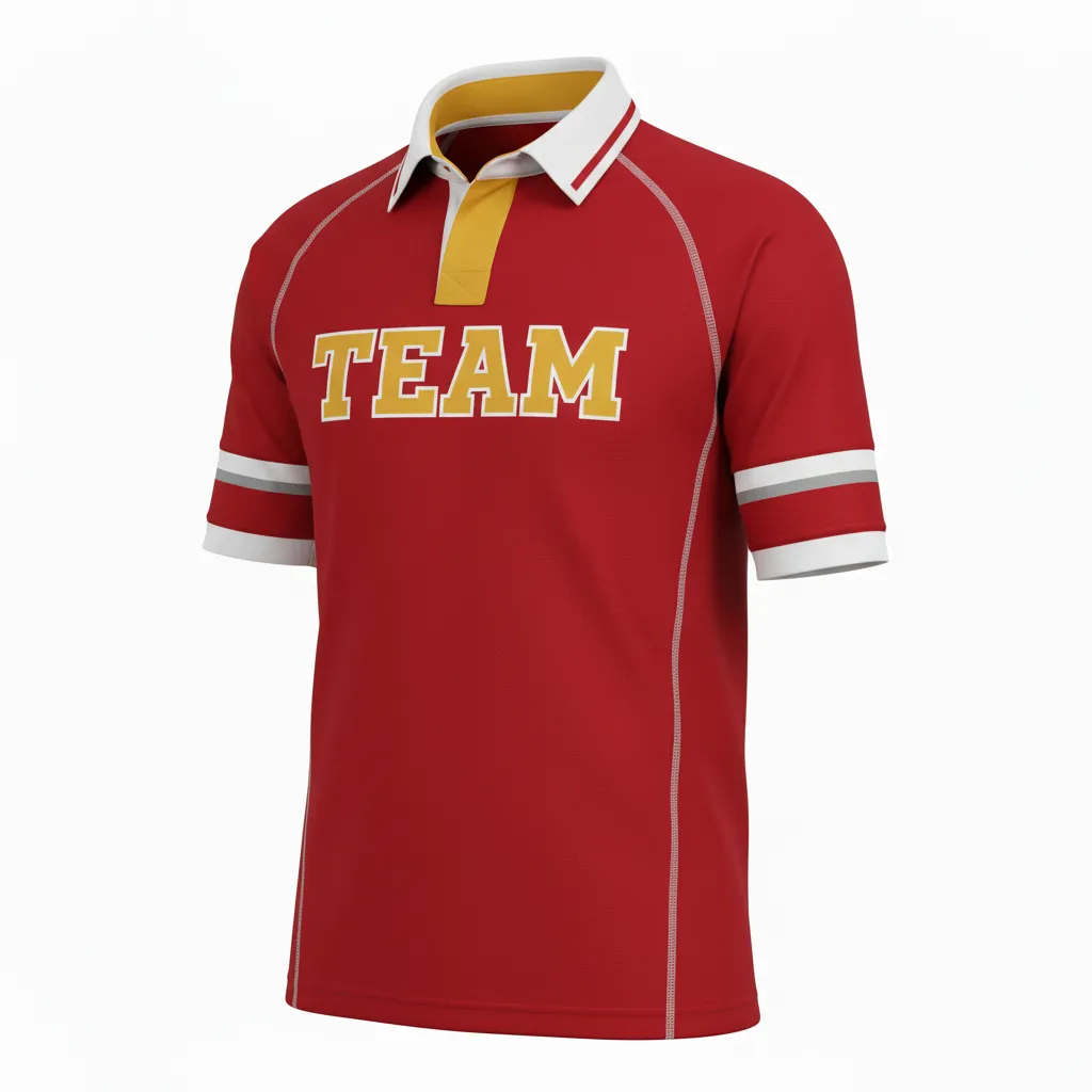Custom Rugby Traditional Button Collar Jersey - Custom Design - Front View - HAMCO Sports Inc.