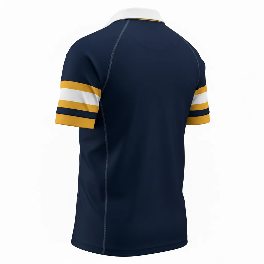 Custom Rugby Traditional Button Collar Jersey - Custom Design - Back View - HAMCO Sports Inc.