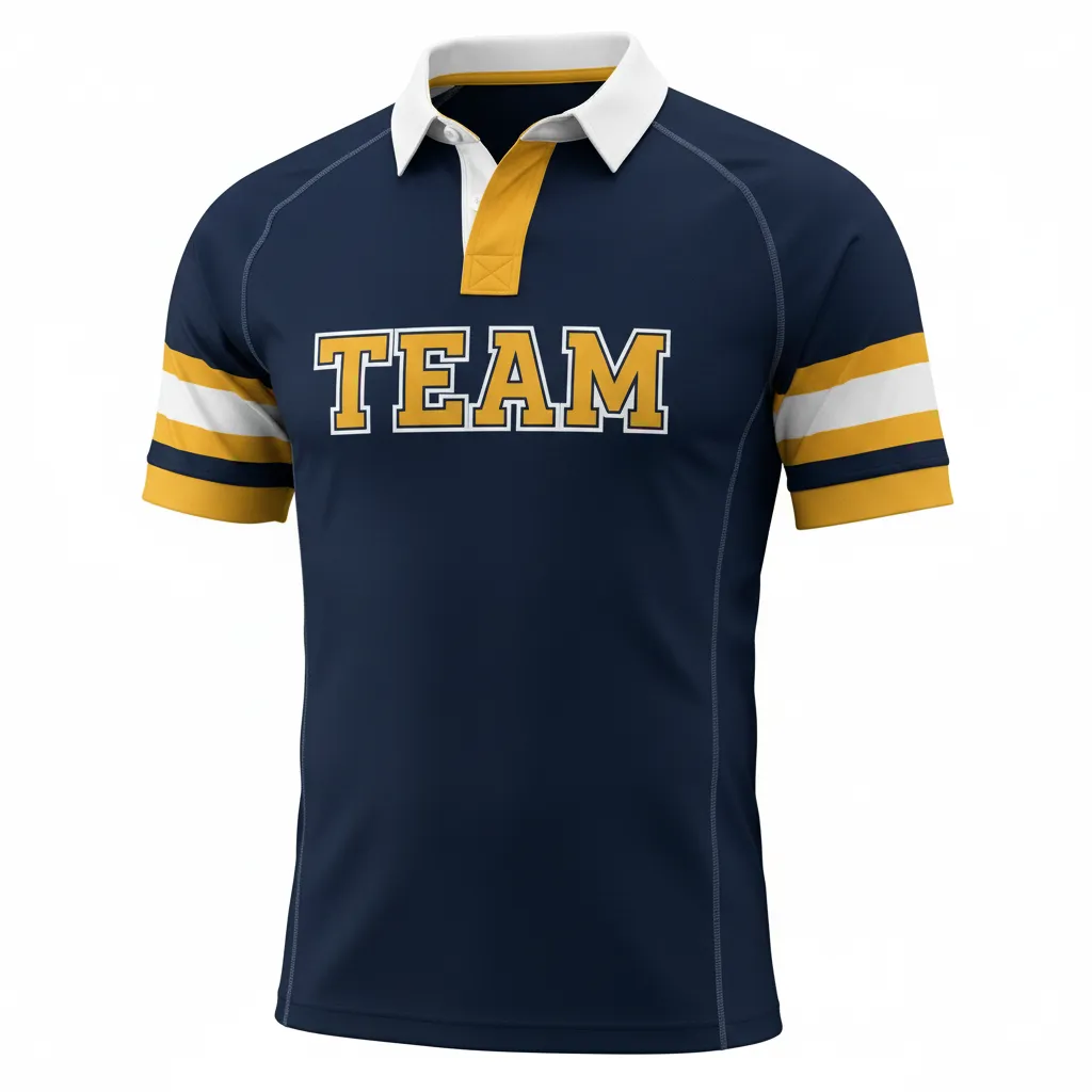 Custom Rugby Traditional Button Collar Jersey - Custom Design - Front View - HAMCO Sports Inc.