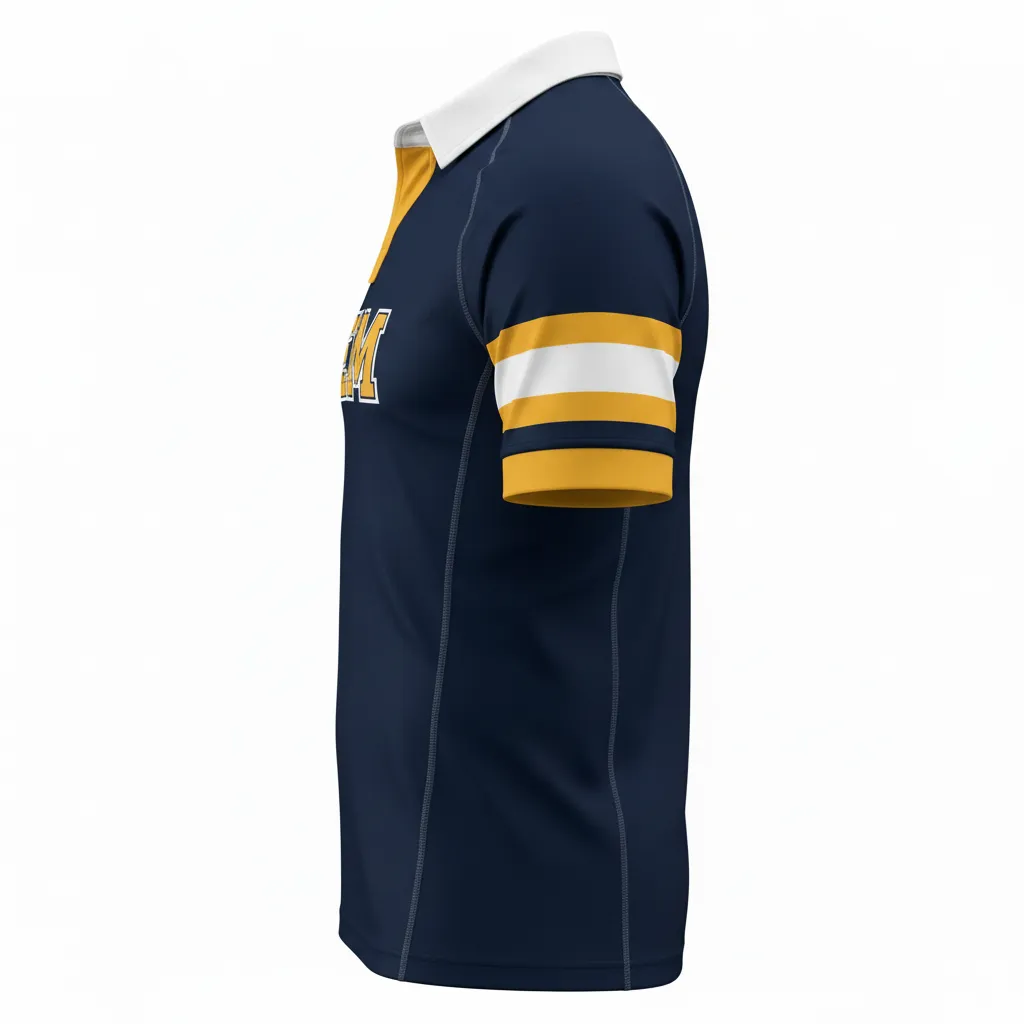 Custom Rugby Traditional Button Collar Jersey - Custom Design - Side View - HAMCO Sports Inc.