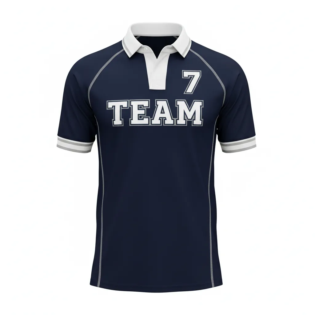 Custom Rugby Traditional Button Collar Jersey - Custom Design - Front View - HAMCO Sports Inc.