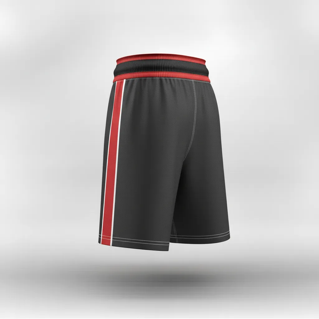 Custom Rugby Training Shorts - Red, White - Custom Rugby Training Shorts All Blacks Athletic - Back View - HAMCO Sports Inc.