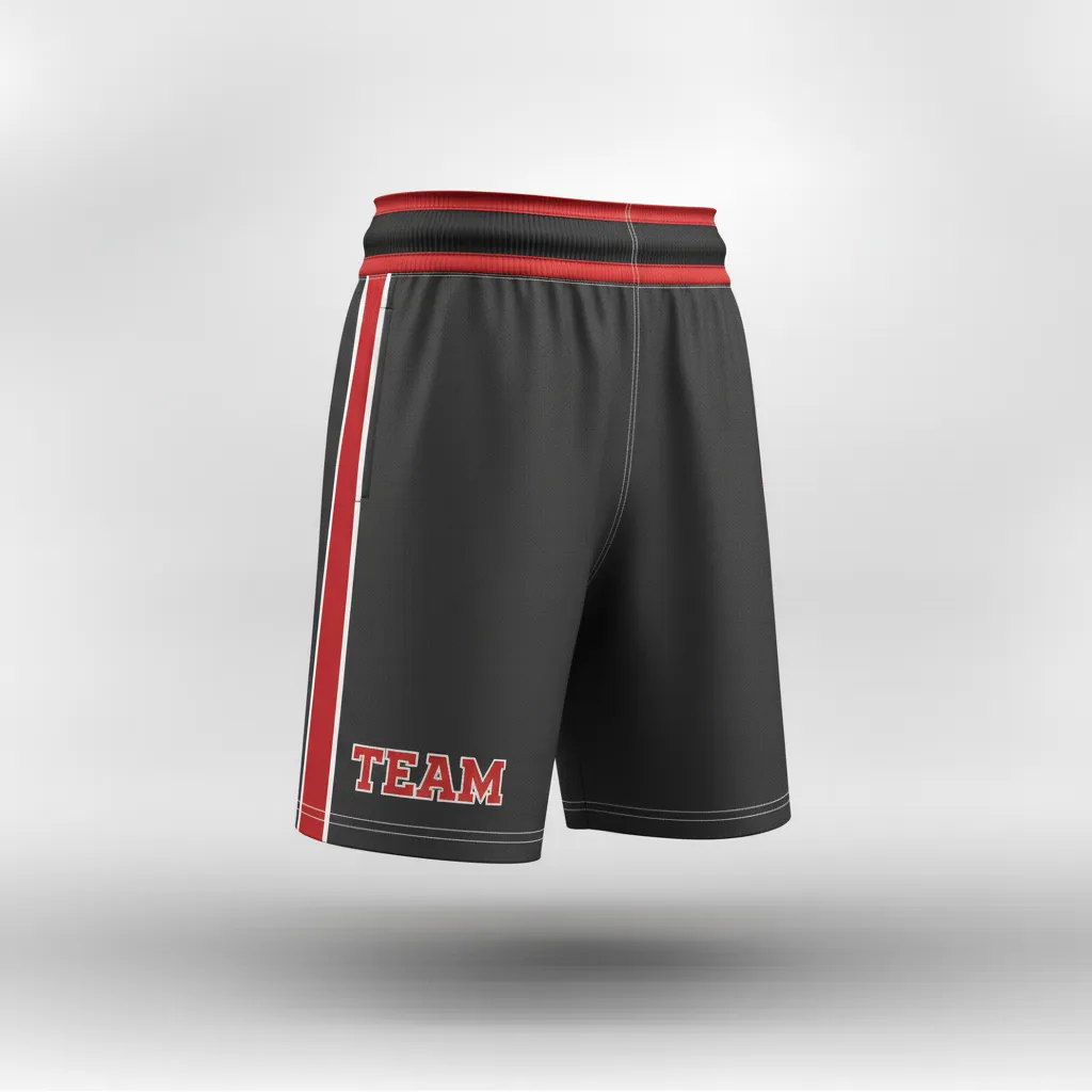 Custom Rugby Training Shorts - Red, White - Custom Rugby Training Shorts All Blacks Athletic - Front View - HAMCO Sports Inc.