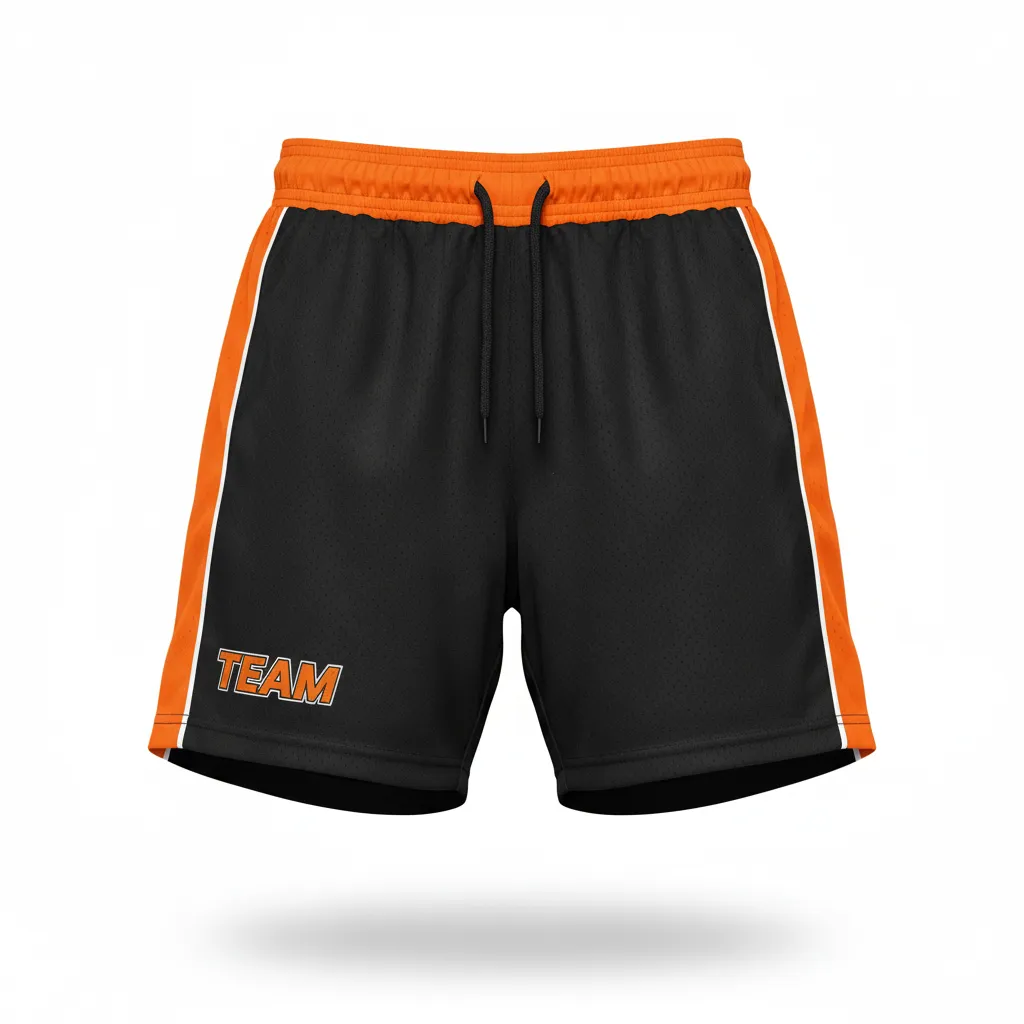 Custom Rugby Training Shorts - Orange, White - Custom Rugby Training Shorts All Blacks - Front View - HAMCO Sports Inc.