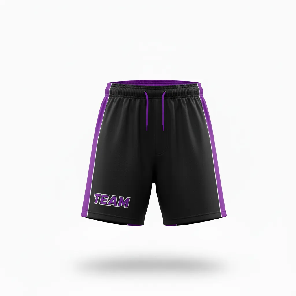 Custom Rugby Training Shorts - Purple, White - Custom Rugby Training Shorts All Blacks - Front View - HAMCO Sports Inc.