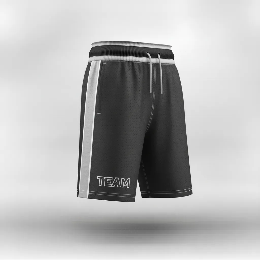 Custom Rugby Training Shorts - Silver, White - Custom Rugby Training Shorts All Blacks - Side View - HAMCO Sports Inc.