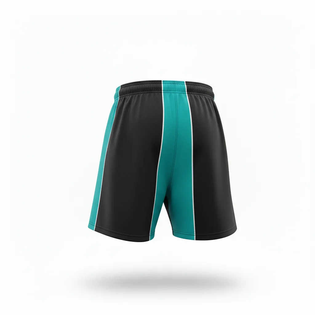Custom Rugby Training Shorts - White - Custom Rugby Training Shorts All Blacks Teal - Back View - HAMCO Sports Inc.