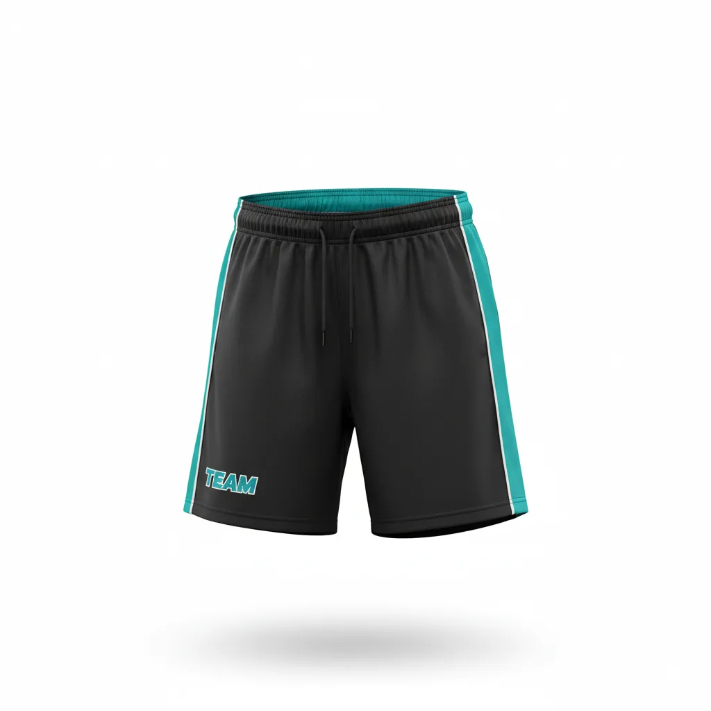 Custom Rugby Training Shorts - White - Custom Rugby Training Shorts All Blacks Teal - Front View - HAMCO Sports Inc.