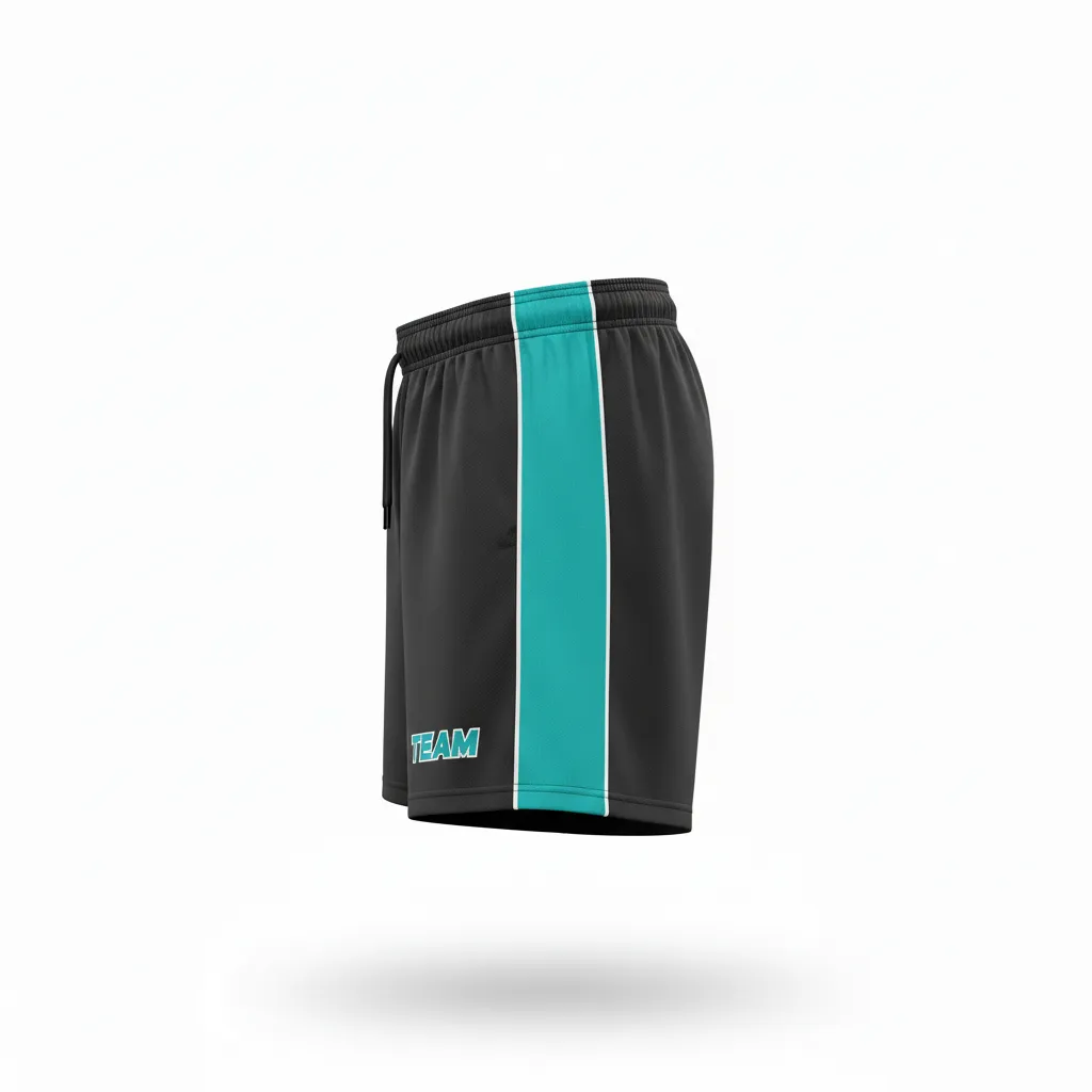 Custom Rugby Training Shorts - White - Custom Rugby Training Shorts All Blacks Teal - Side View - HAMCO Sports Inc.