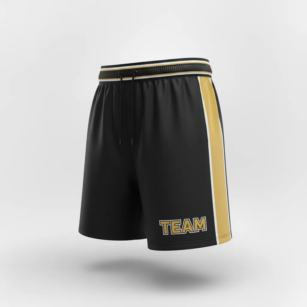 Custom Rugby Training Shorts - Gold, White - Custom Rugby Training Shorts All Blacks Vegas - Front View - HAMCO Sports Inc.