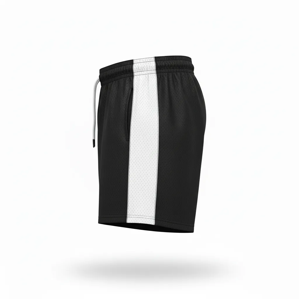 Custom Rugby Training Shorts - White, Silver - Custom Rugby Training Shorts All Blacks - Side View - HAMCO Sports Inc.