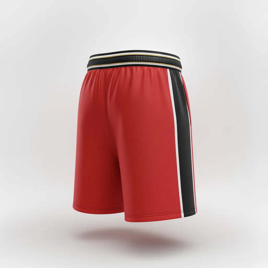 Custom Rugby Training Shorts - Red, White - Custom Rugby Training Shorts Athletic All Blacks - Back View - HAMCO Sports Inc.
