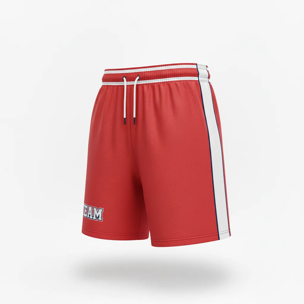 Custom Rugby Training Shorts - Red, White, Navy - Custom Rugby Training Shorts Athletic - Front View - HAMCO Sports Inc.