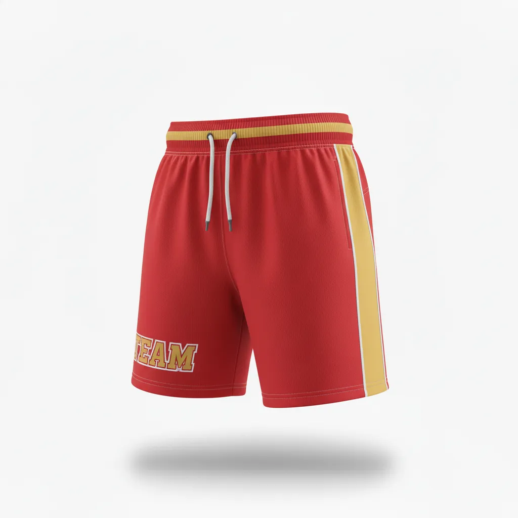 Custom Rugby Training Shorts - Burgundy, Gold, White - Custom Rugby Training Shorts Vegas - Front View - HAMCO Sports Inc.