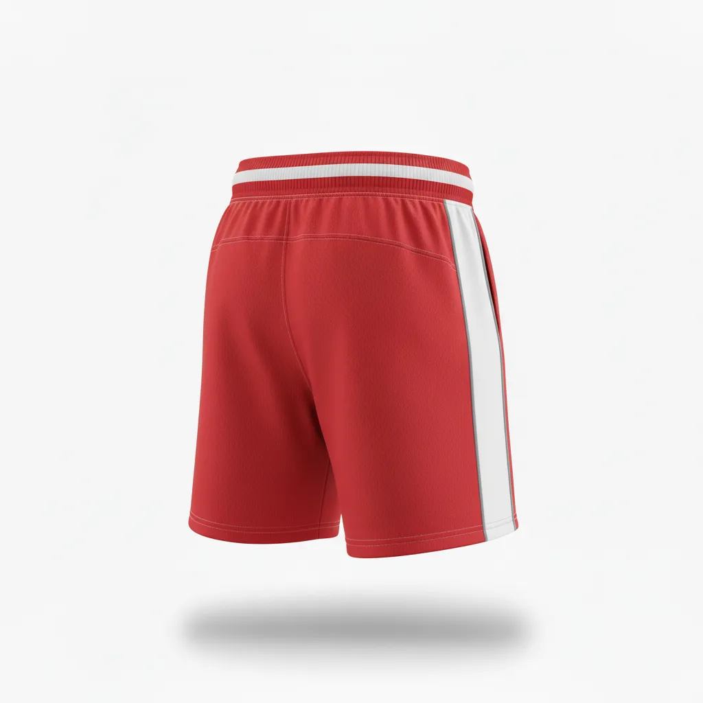 Custom Rugby Training Shorts - White, Silver - Custom Rugby Training Shorts Cardinal - Back View - HAMCO Sports Inc.