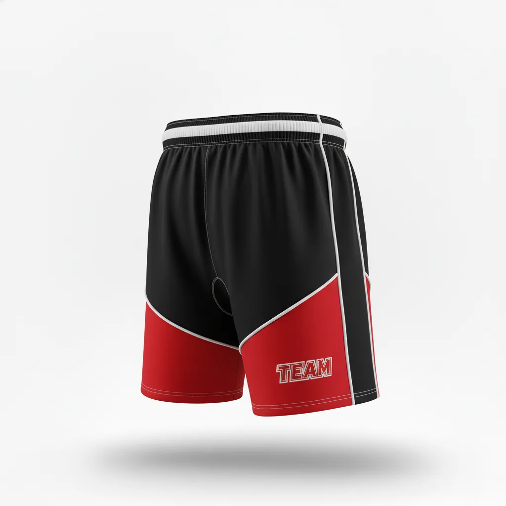 Custom Rugby Two Tone Shorts - Red, White - Custom Rugby Two Tone Shorts All Blacks Athletic - Back View - HAMCO Sports Inc.