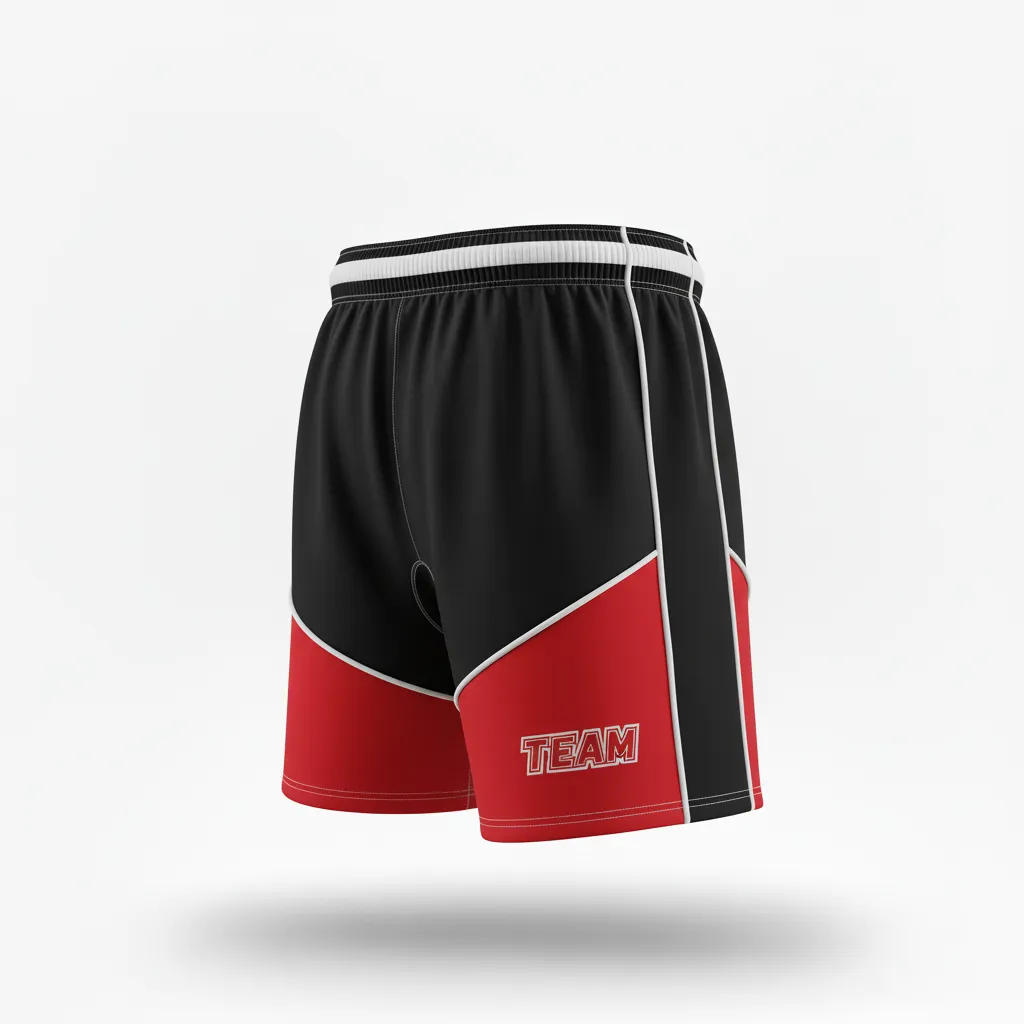 Custom Rugby Two Tone Shorts - Red, White - Custom Rugby Two Tone Shorts All Blacks Athletic - Front View - HAMCO Sports Inc.