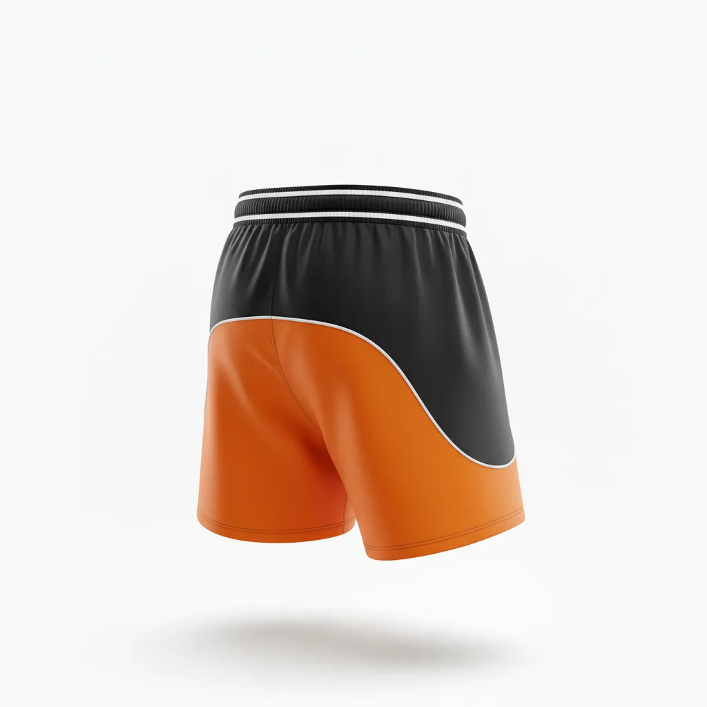 Custom Rugby Two Tone Shorts - Orange, White - Custom Rugby Two Tone Shorts All Blacks - Back View - HAMCO Sports Inc.