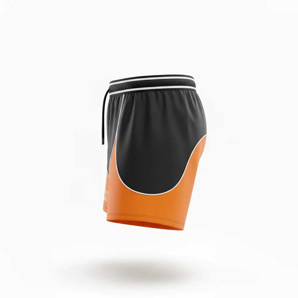 Custom Rugby Two Tone Shorts - Orange, White - Custom Rugby Two Tone Shorts All Blacks - Side View - HAMCO Sports Inc.