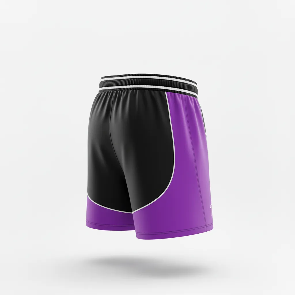 Custom Rugby Two Tone Shorts - Purple, White - Custom Rugby Two Tone Shorts All Blacks - Back View - HAMCO Sports Inc.
