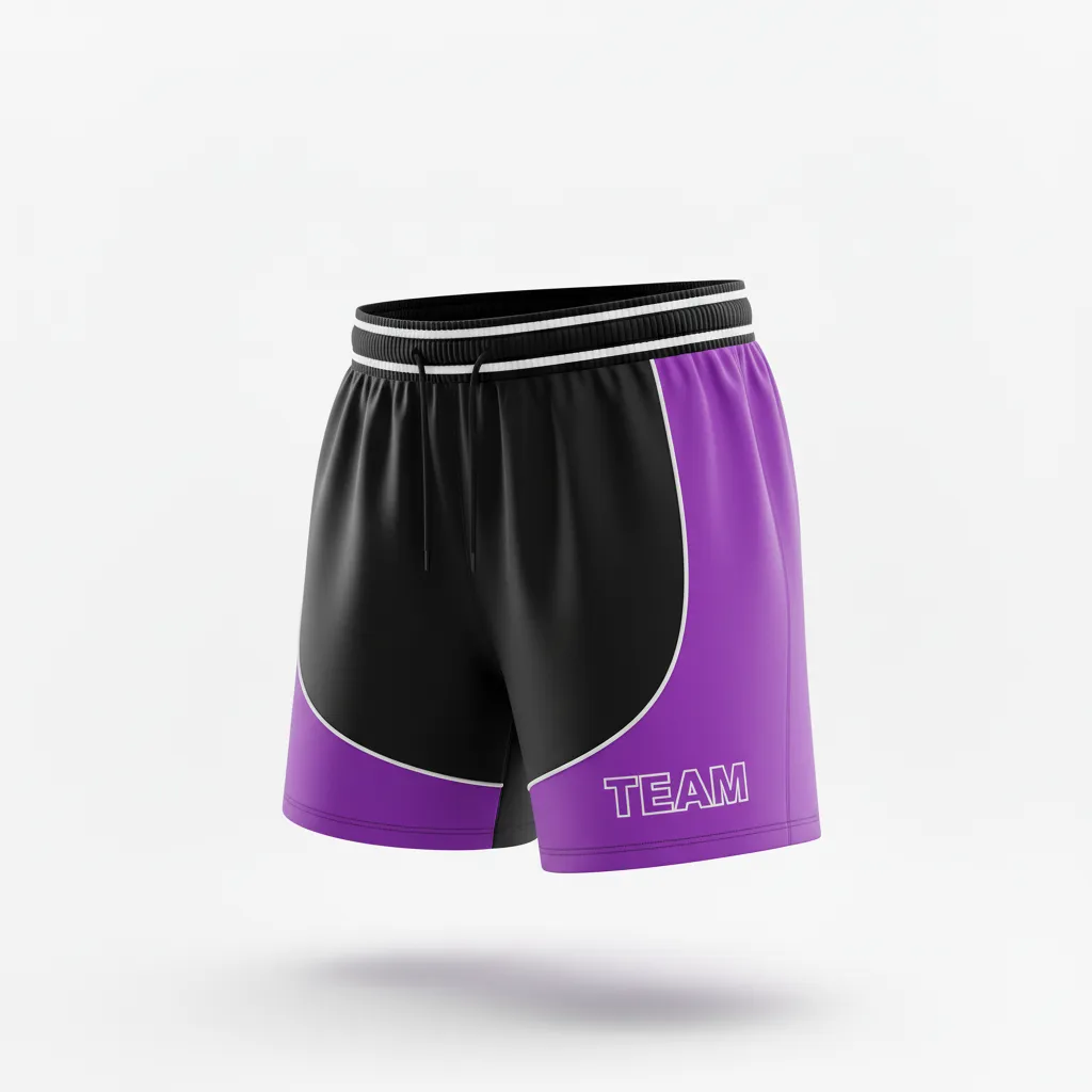 Custom Rugby Two Tone Shorts - Purple, White - Custom Rugby Two Tone Shorts All Blacks - Front View - HAMCO Sports Inc.