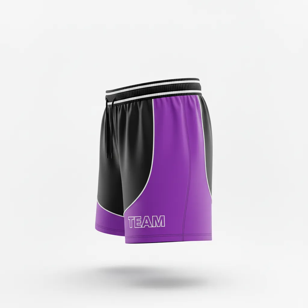 Custom Rugby Two Tone Shorts - Purple, White - Custom Rugby Two Tone Shorts All Blacks - Side View - HAMCO Sports Inc.