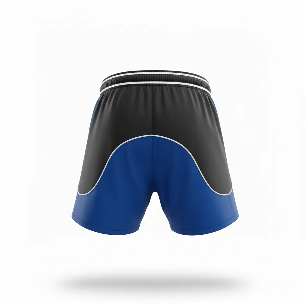 Custom Rugby Two Tone Shorts - Blue, White - Custom Rugby Two Tone Shorts All Blacks Royal - Back View - HAMCO Sports Inc.