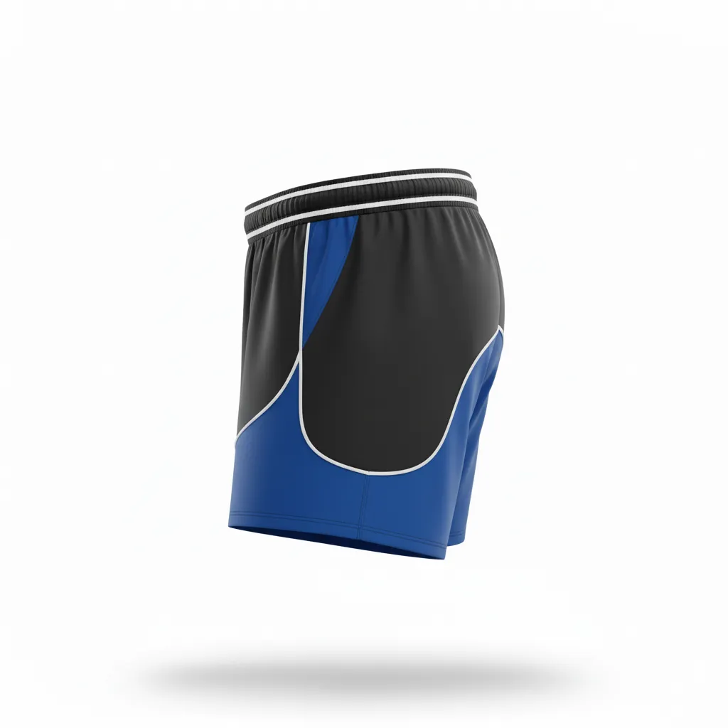 Custom Rugby Two Tone Shorts - Blue, White - Custom Rugby Two Tone Shorts All Blacks Royal - Side View - HAMCO Sports Inc.