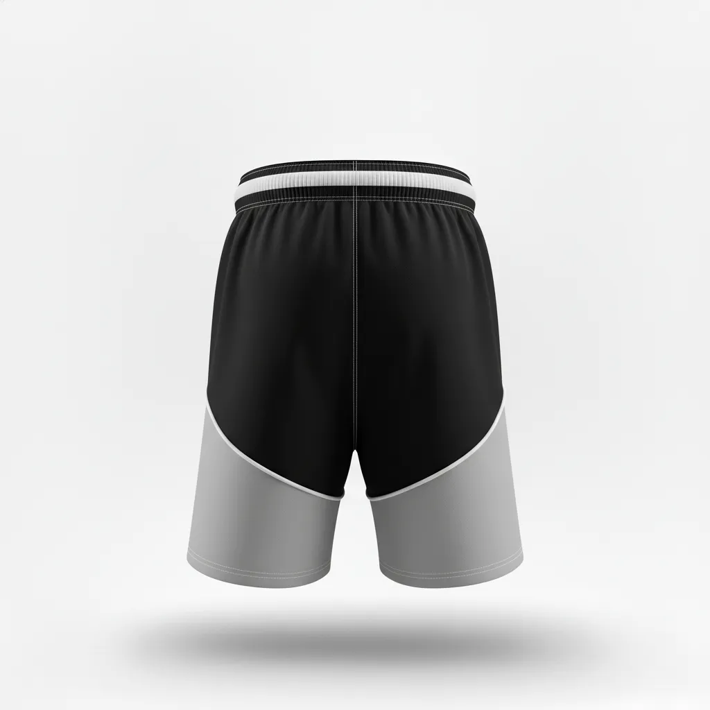Custom Rugby Two Tone Shorts - Silver, White - Custom Rugby Two Tone Shorts All Blacks - Back View - HAMCO Sports Inc.