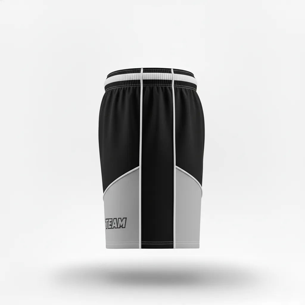 Custom Rugby Two Tone Shorts - Silver, White - Custom Rugby Two Tone Shorts All Blacks - Side View - HAMCO Sports Inc.